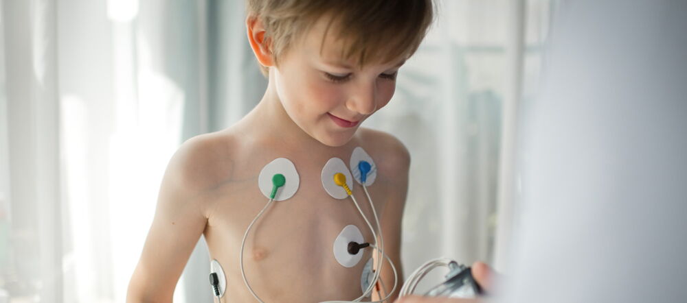 Boy having an ECG done