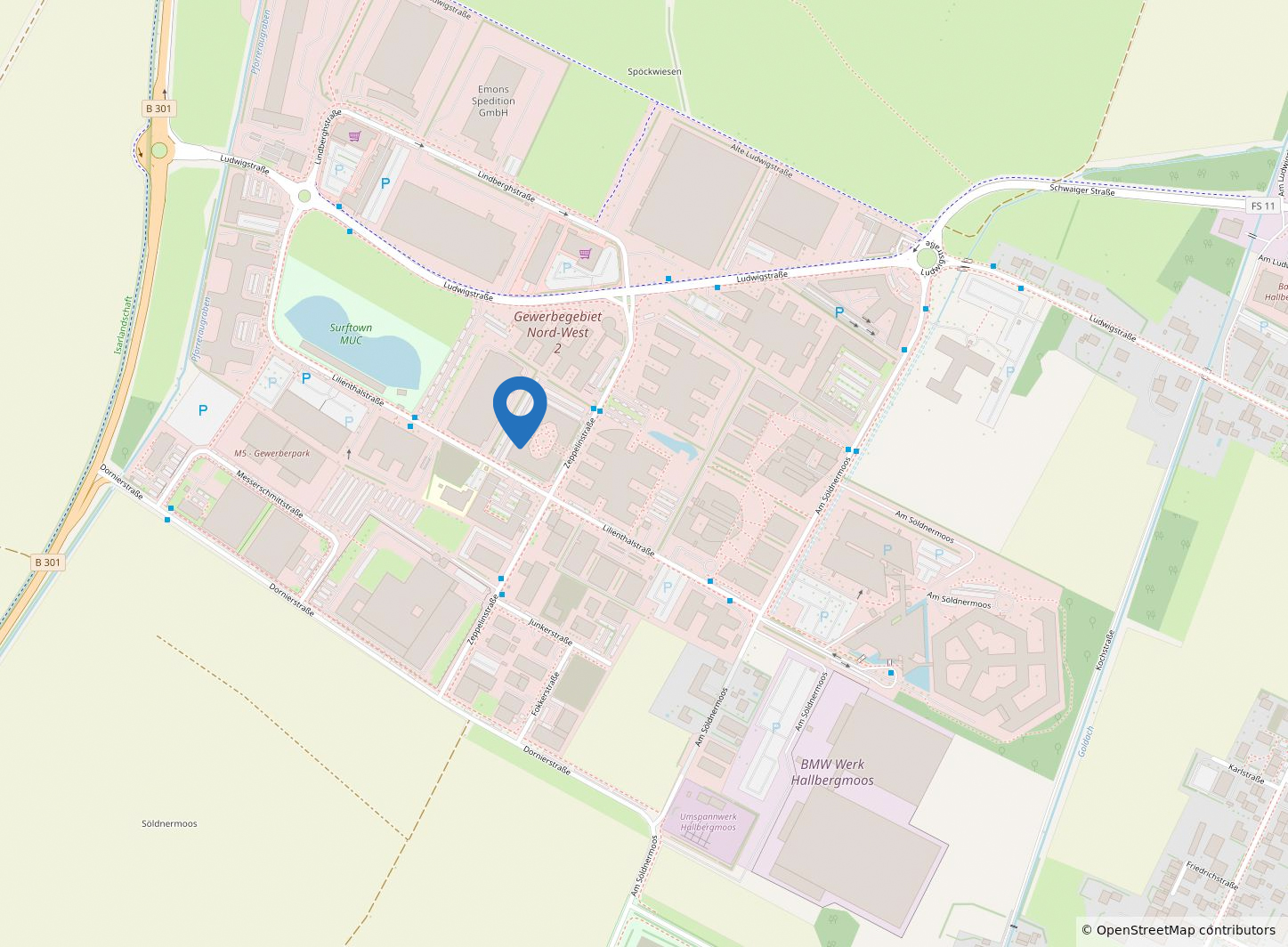 Map section Zeppelinstraße 4 85399 Hallbergmoos